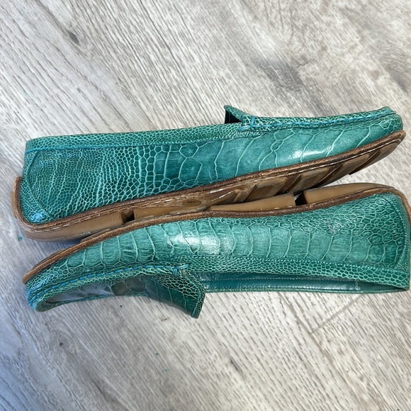GUCCI crocodile leather slip on driving shoes with rubber soles teal 6 1/2 - Picture 11 of 13